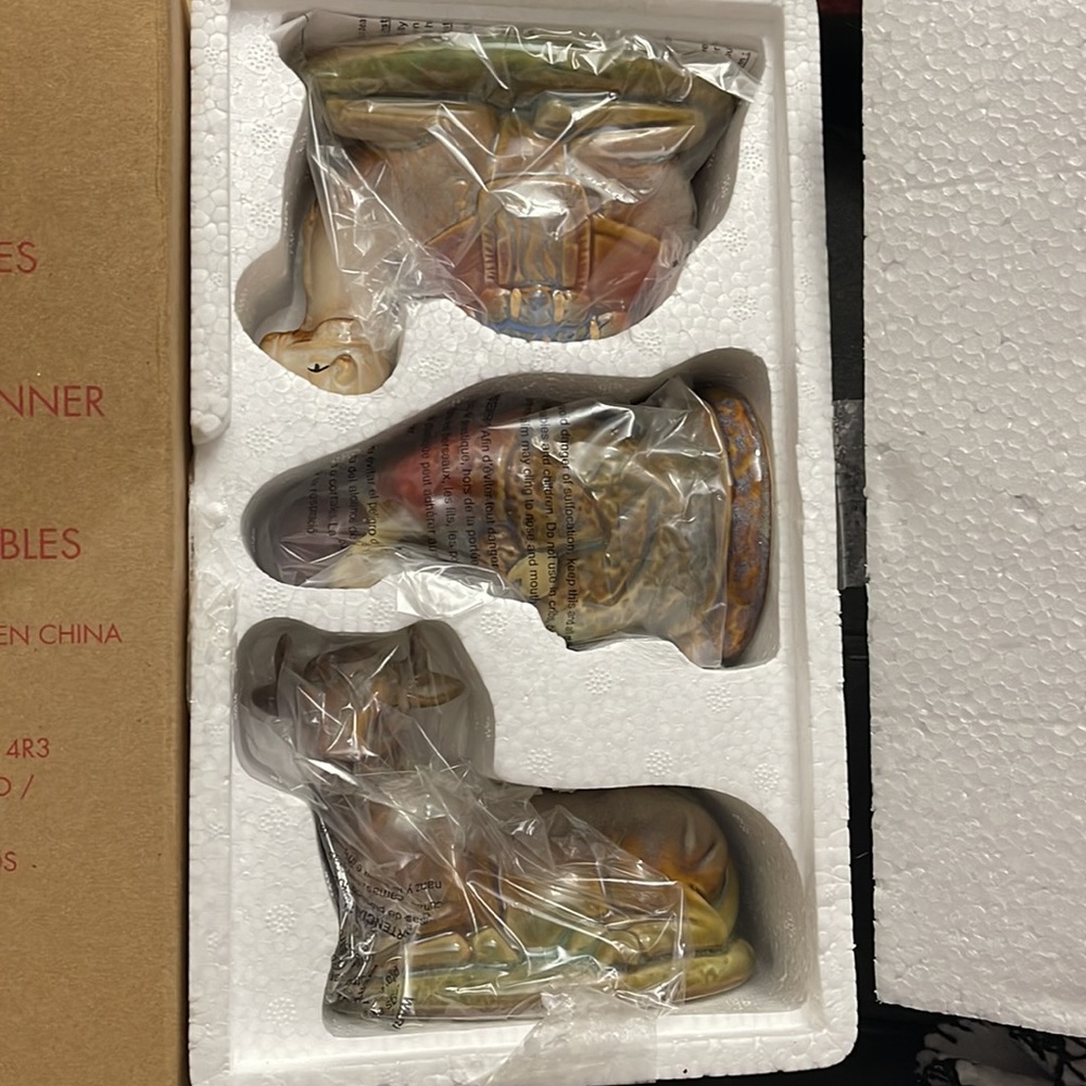 New 2011 Avon 3-Piece Nativity Set -Shepherd boy w/ Flock Hand Crafted & painted